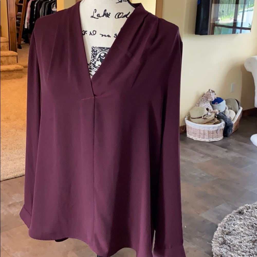 Vince Camuto Eggplant Long Sleeve Blouse